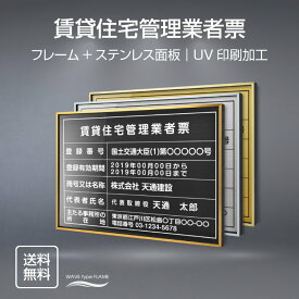 賃貸住宅管理業者登録票 看板（高級感抜群）選べる3フレーム+ステンレス板5タイプ 看板 事務所用 標識 サイン宅地建物取引業者票 登録電気工事業者届出済票 建築士事務所登録票 看板 事務所用 標識 サイン l0736-pdzz