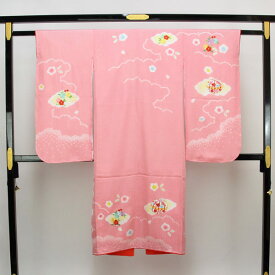 七五三 着物 新品 正絹 着物 7歳用 販売 お正月 ひな祭り 毬 ピンク あすかや [商品番号pt2923]