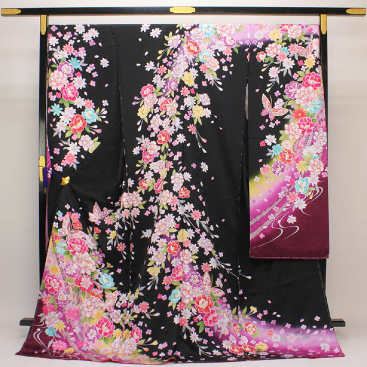 楽天市場】着物 豪華振袖 綸子 紗綾形地紋 金彩加工 金駒刺繍 未仕立て