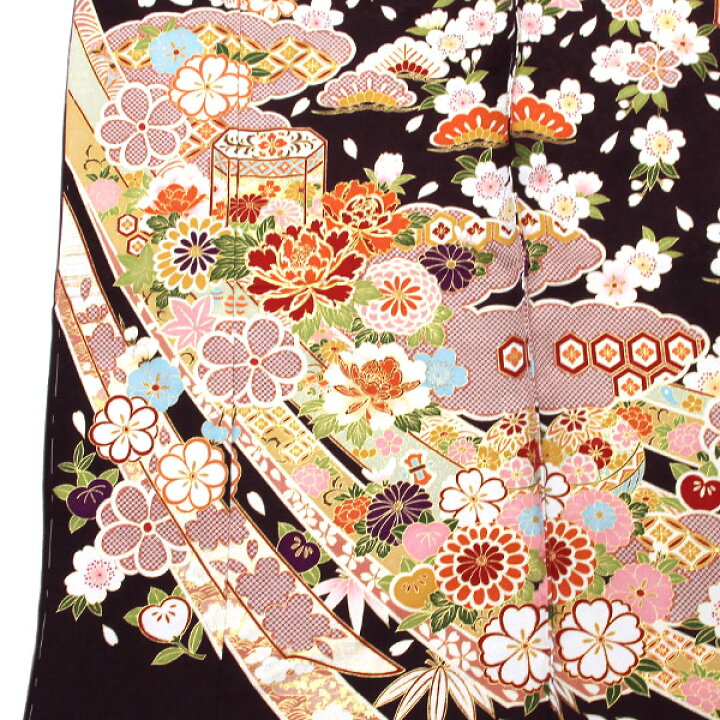 楽天市場】着物 振袖 型染め京友禅 金駒刺繍 桜地紋綸子地 未仕立て 