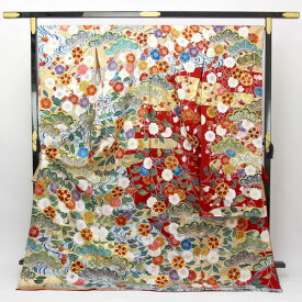豪華振袖 正統派 綸子 紗綾形地紋 金彩加工 金駒刺繍 丹後ちりめん 未仕立て [商品番号fs478]【あすかや】