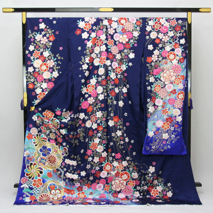 楽天市場】【お仕立て付き】着物 振袖 型染め京友禅 金駒刺繍金彩加工 