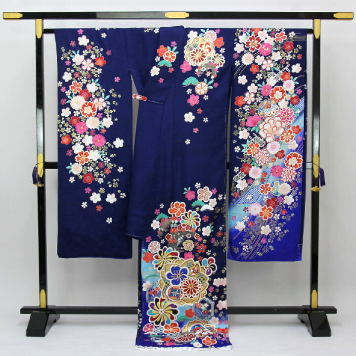 楽天市場】【お仕立て付き】着物 振袖 型染め京友禅 金駒刺繍金彩加工 