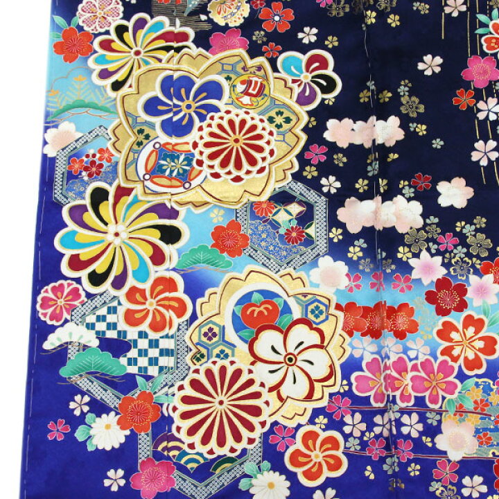 楽天市場】【お仕立て付き】着物 振袖 型染め京友禅 金駒刺繍金彩加工 