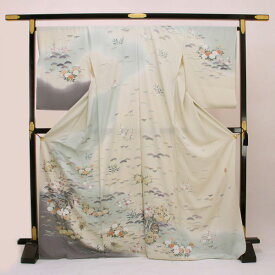 着物 加賀 草木 友禅作家 田村哲彦作 手描き本加工 訪問着 御所車 あすかや [商品番号hm1933]