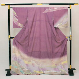 【楽天スーパーセール★ポイント5倍★12/4 20:00〜12/11 01:59 】【お仕立て上がり】着物 正絹胴裏 新品 仕立済 銀通し生地 訪問着 Fサイズ 紫色系 結婚式 お茶席 入園 入学式 卒園 卒業式 pt1868 あすかや [商品番号pt1868]