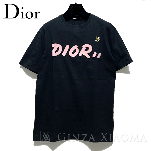 正規販売  ロゴTシャツ　ホワイト×ネイビー DIOR Tシャツ/カットソー(半袖/袖なし)