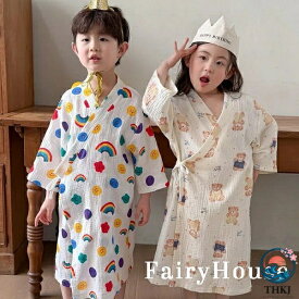 【全品2点で5%OFF】キッズガウン 子供用 バスローブ 綿 薄手 春夏秋 パジャマ 連体型 ロンパース おしゃれ 可愛い ルームウェア ホームウェア リラックス 身長 100〜150cm プレゼント ギフト 出産祝い 入園祝い 誕生日