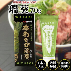 田丸屋 国産 本わさび 瑞葵 70g 1～5本 セット 無着色 チューブ ワサビ 山葵 わさび wasabi 刺身 醤油 焼き肉 BBQ バーベキュー たまるや 万能 調味料 高級 すりおろし 薬味 スパイス ねりわさび 練りわさび 水葵