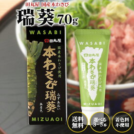 田丸屋 国産 本わさび 瑞葵 70g 3~5本 無着色 チューブ ワサビ 山葵 わさび wasabi 静岡 刺身 醤油 焼き肉 BBQ バーベキュー たまるや 万能 調味料 高級 すりおろし 薬味 スパイス ねりわさび 練りわさび 水葵