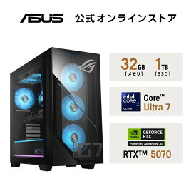 6/25新発売 ゲーミング デスクトップパソコン 58L 液冷式 NVIDIA GeForce RTX 5070 インテル Core Ultra 7 メモリ 32GB SSD 1TB 無線LANアンテナ LAN Wi-Fi Bluetooth Windows 11 ASUS ROG G700 (2025) G700TF-7265KF168W