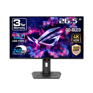 ASUS�Q�[�~���O���j�^�[/ROG Strix OLED XG27UCDMG - 26.5�C���`/4K�ʎq�h�b�g�L�@EL�p�l��/240Hz/0.03ms (GTG)/Anti-Flicker/�J�X�^���q�[�g�V���N/Neo Proximity Sensor/VESA DisplayHDR 400 True Black/99% DCI-P3/DisplayWidget Center/