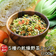 【新発売】 アスザックフーズ 送料無料 5種の乾燥野菜ミックス 100g 乾燥キャベツ 乾燥白菜 乾燥ちんげん…