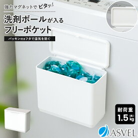 洗濯機 マグネット 洗剤入れ 洗剤ケース 洗剤ボール ジェルボール 収納 浮かせる収納 フタ付き 洗剤収納 洗濯機横 洗濯 洗面所 ゴミ箱 磁石 パッキン付き 湿気対策 ニオイ漏れ対策 便利グッズ 新生活 【 アスベル ラックス MG ASVEL RUX フタ付きフリーポケット 】