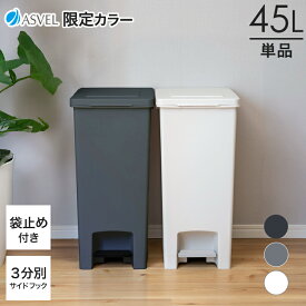 ゴミ箱 分別 【限定カラー】 スリム ペダル おしゃれ キッチン ふた付き 縦型 大容量 ワゴン 45リットル 45l ダストボックス リビング ごみ箱 足踏み 新生活 グレー ブラック ホワイト シンプル スタイリッシュ 【 アスベル エバン ASVEL EBAN EC ペダル スリム45L 】