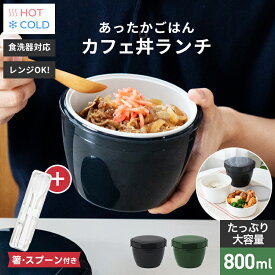弁当箱 保温弁当箱 お弁当箱 丼 保温 大容量 軽量 レンジ対応 食洗器対応 冷蔵 抗菌 2段 ランチボックス ランチジャー 女子 男子 女性 男性 おしゃれ 入園入学 新生活 箸 スプーン たっぷり 丼ぶり 【 アスベル ASVEL カフェ丼 保温弁当箱 HLB-CD800 コンビセット 】