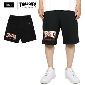 【MAX80％OFF♪大決算SALE 更に15％OFFクーポン配布中】【50%OFF】ハフ パンツ HUF ショートパンツ ハーフパンツ ショーツ スラッシャー コラボ メンズ ブランド 大きいサイズ プリント ロゴ 黒 huf22ss038 ブラック M L XL