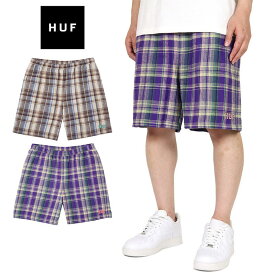 【楽天スーパーSALE 超目玉6/7(金)20時販売開始】【51％OFF】HUF ショートパンツ ハフ ハーフパンツ ショーツ メンズ ブランド 大きいサイズ おしゃれ おすすめ 人気 チェック柄 huf23ss008 クリーム パープル M L XL