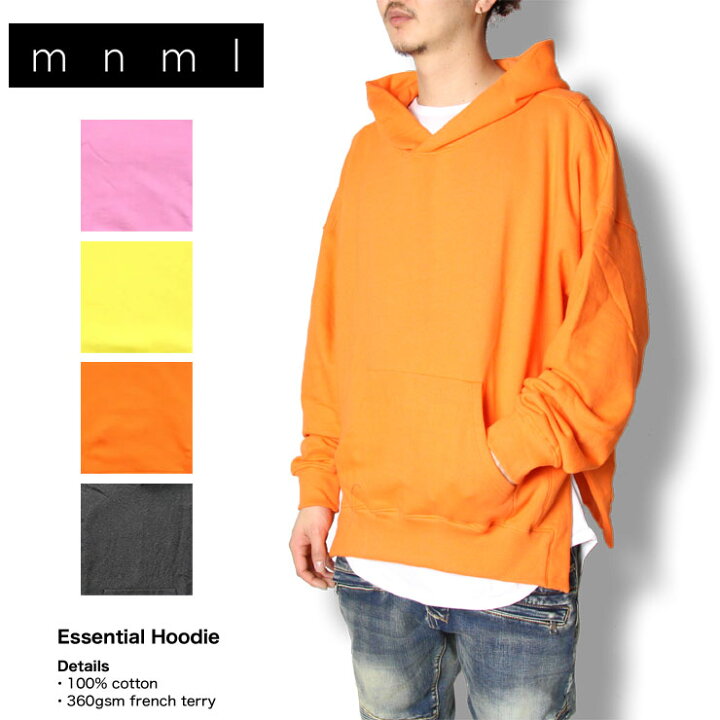 楽天市場】mnml パーカー ドロップショルダー ビッグシルエット メンズ レディース ミニマル ESSENTIAL HOODIE  18ML-SP137H 大きいサイズ 日本限定色 M L XL : ストリート系B系通販 ASYLUM