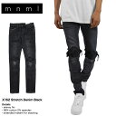 【最終処分!!最大15％OFFクーポン配布中】mnml ミニマル デニムパンツ スキニーパンツ スキニージーンズ クラッシュデニム ストレッチ スリム ダメージ かっこいい おしゃれ メンズ ブランド 大きいサイズ X162 ブラック 28 29 30 32 34 36 38