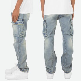 楽天市場 ミニマル カーゴパンツ Mnml デニム ジーンズ メンズ ブランド 大きいサイズ おしゃれ おすすめ V216 Cargo Denim Vintage Blue ブルー 28 29 30 32 34 36 38 ストリート系b系通販 Asylum