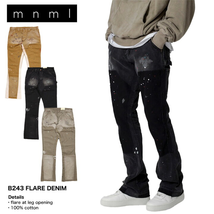 楽天市場】mnml フレアパンツ ミニマル フレアデニム デニムパンツ 