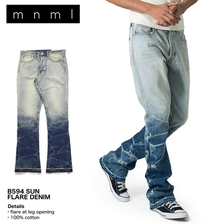 楽天市場】【在庫処分20%OFF】ミニマル デニムパンツ mnml フレア 