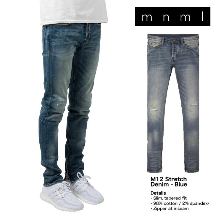 楽天市場】mnml ミニマル M12 STRETCH DENIM BLUE メンズ レディース  