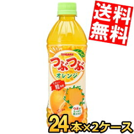 【送料無料】 サンガリア つぶつぶオレンジ 500mlペットボトル 48本(24本×2ケース) みかん 蜜柑 ※北海道800円・東北400円の別途送料加算