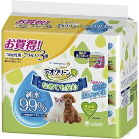 ユニ・チャーム デオクリーン 純水99% ウェットティッシュ つめかえ用 70枚×3個パック