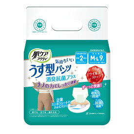 【送料込・まとめ買い×4点セット】日本製紙 クレシア 肌ケア アクティ うす型 パンツ 消臭 抗菌プラス M-L 9枚