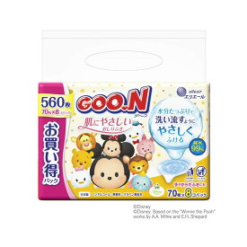 【送料込・まとめ買い×4点セット】大王製紙 エリエール グーン 肌にやさしい おしりふき 70枚 × 8P