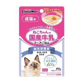 ドギーマン キャティーマン ねこちゃんの国産牛乳を使ったスープごはん ささみ&サーモン 成猫用 40g