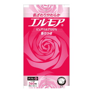 【送料込・まとめ買い×8個セット】カミ商事 エルモア ピンク ダブル 30m×12ロール 花の香り トイレットペーパー