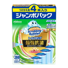 【送料込・まとめ買い×6個セット】ジョンソン スクラビングバブル トイレスタンプ 最強抗菌 エレガンスフラワー つけかえ用 4本入 ジャンボパック トイレ洗浄防汚