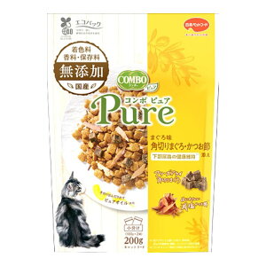 【送料込・まとめ買い×5個セット】日本ペットフード コンボ ピュア キャット まぐろ味・角切りまぐろ・かつお節添え 200g