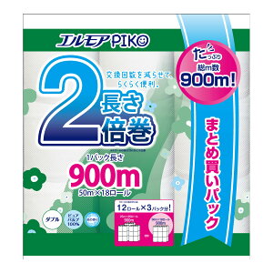 【送料込・まとめ買い×4個セット】カミ商事 エルモアピコ 2倍巻 ダブル 50m×18ロール トイレットペーパー