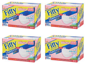 【送料込・まとめ買い×4】玉川衛材 フィッティ Fitty 7DAYSマスク EXプラス 60枚入×4点セット ホワイト やや小さめ マスク（4901957214860）※パッケージ変更の場合あり