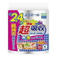 大王製紙 エリエール 超吸収 キッチンタオル 120カット×4ロール入