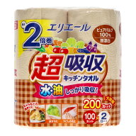 【今月のオススメ品】大王製紙 エリエール 2倍巻 超吸収 キッチンタオル 無漂白 100カット×2ロール