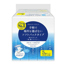 【今月のオススメ品】【送料込・まとめ買い×3個セット】大王製紙 エリエール+Water ソフトパック ティシュー 保湿成分配合 240枚(120組)× 5個パック(4902011717082)