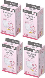 【送料込・まとめ買い×4】アイリスオーヤマ ディスポーザブルマスク 30枚入 ×4点セット　小さめサイズ プリーツ型 (使い捨て不織布マスク)(4967576497930)※無くなり次第終了