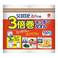 【今月のオススメ品】日本製紙 クレシア スコッティファイン 3倍巻 キッチンタオル 150カット 2ロール ( …