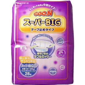 【送料込】大王製紙 グーン スーパーBIG テープ 28枚入×4点セット ( 計112枚 ) まとめ買い特価！ サイズ：Bigサイズ ( 体重15-35kg、ウエストまわり50-70cm ) ( 4902011745009 )