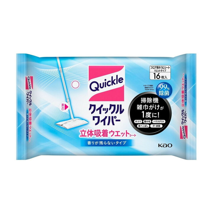 楽天市場】花王 クイックルワイパー 立体吸着ウエットシート 16枚入 