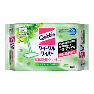 【送料無料・まとめ買い×3】花王 クイックルワイパー 立体吸着ウエットシート シトラスハーブの香り 32…