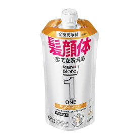 【送料込・まとめ買い×7個セット】花王 メンズビオレ ワン ( ONE ) オールインワン 全身洗浄料 髪・肌なめらかタイプ フローラルサボンの香り つめかえ用 340ml