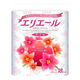 【送料込・まとめ買い×4】大王製紙　エリエール トイレットティシュー フラワープリント ダブル 25m×18ロール入×4点セット ( 計72R ) (トイレットペーパー18RW) ( 4902011700466 )