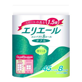 【送料無料・まとめ買い×5】大王製紙　エリエール トイレットティシュー コンパクト 香りつき ダブル 45m×8ロール入 ( トイレットペーパー8RW ) ×5点セット（4902011720181）