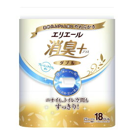【送料込・まとめ買い×4個セット】大王製紙 エリエール消臭+トイレットティシュー フレッシュクリアの香り W 18ロール　ダブル×4点セット（計72ロール　トイレットペーパー18RW）（4902011725926）※ケース販売